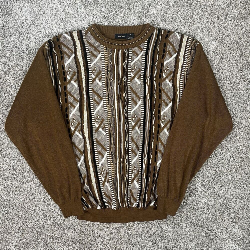 Gachu Coogi Style Sweater Size XXL Multicolor Preppy Cottage Homestead Funky